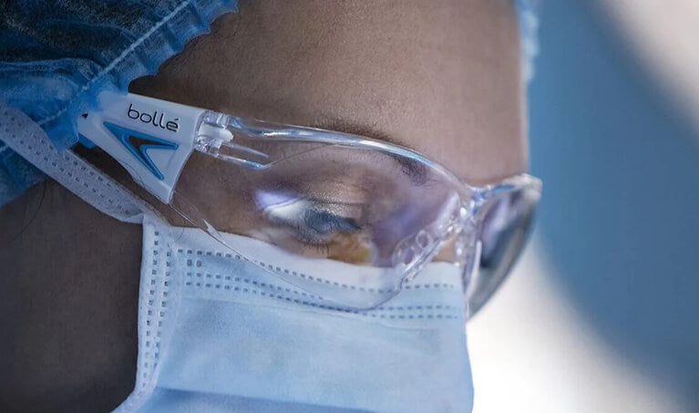 Dentist wearing Bolle Rush Plus Safety Glasses