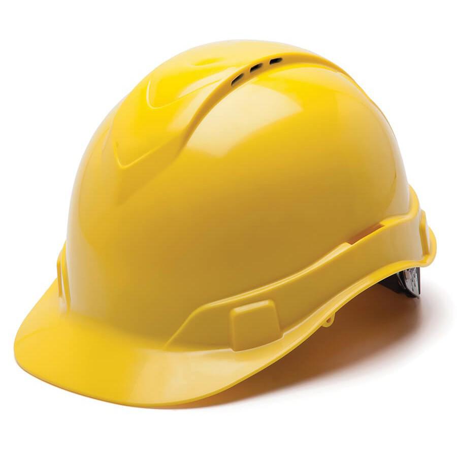 Pyramex Ridgeline Cap Style Vented Hard Hat with 4-Point Ratchet Suspension-Yellow-HP44130V-Safety Glasses USA-5