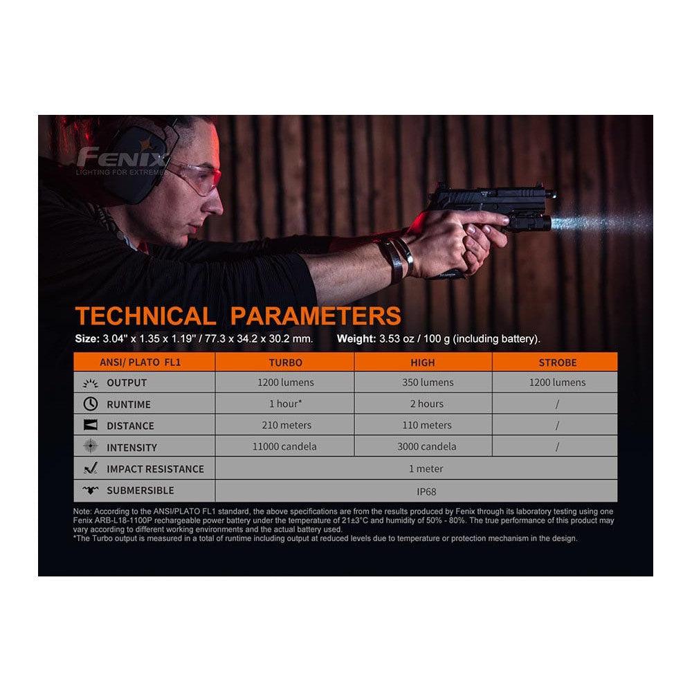 Fenix GL19R Rechargeable Tactical Light - 1200 Lumens-FX-GL19R-Safety Glasses USA-13