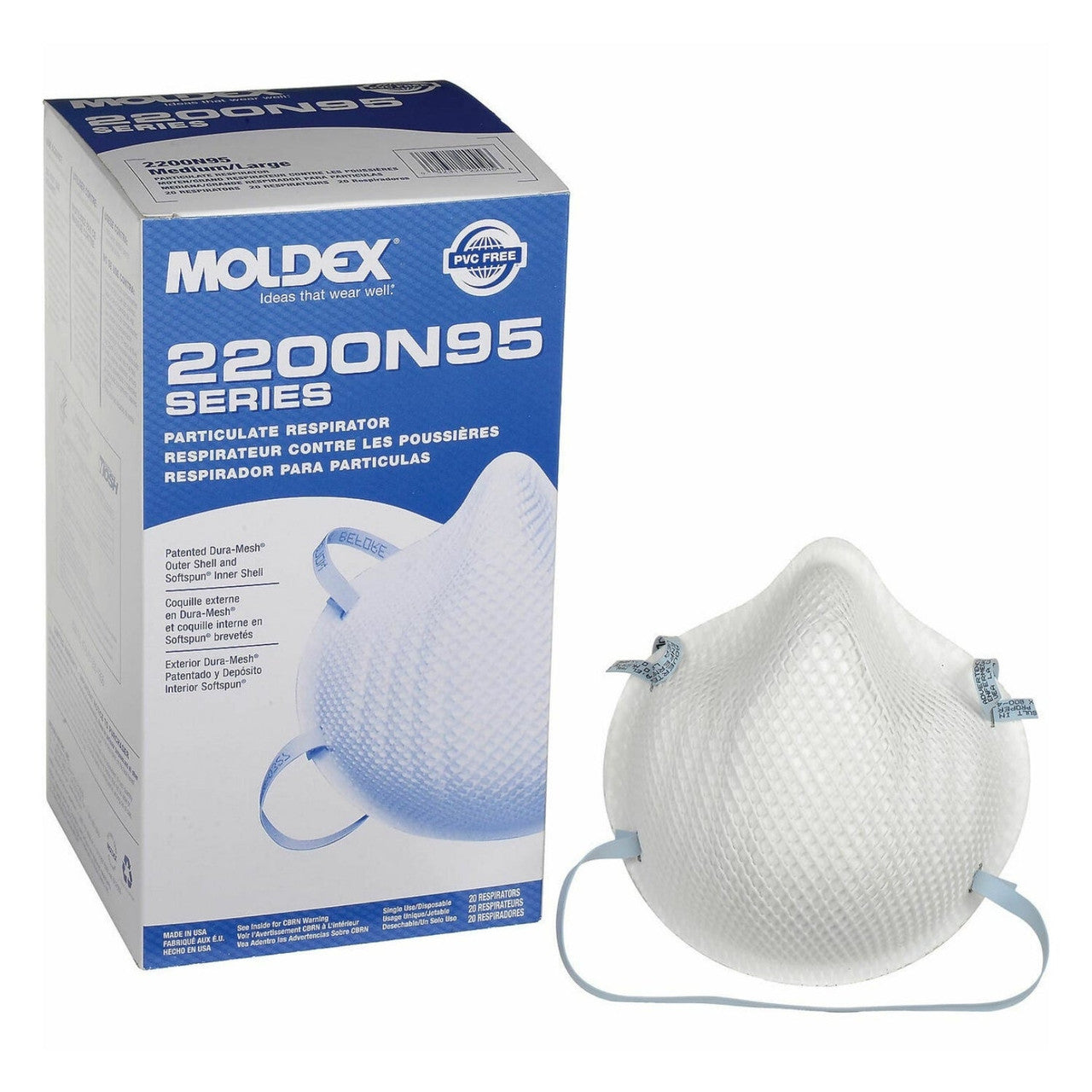 Moldex 2200 N95 Particulate Respirator Box of 20-MOL-2200N95-Safety Glasses USA-2
