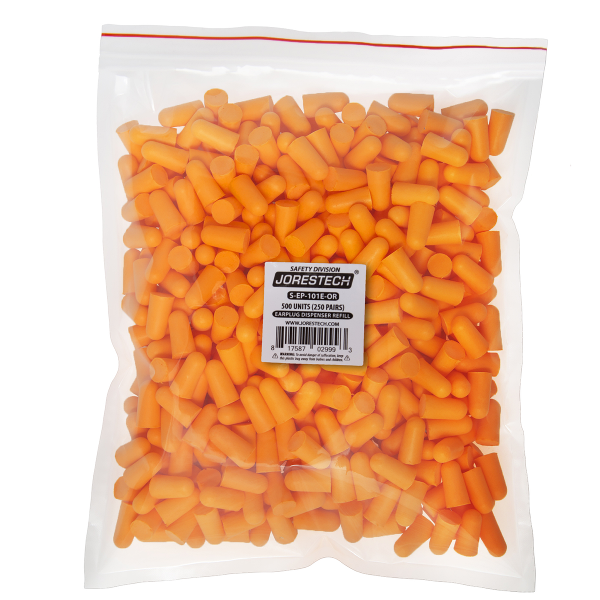 Jorestech 32dB NRR Soft Foam Earplugs Refill for Dispenser – 500 Units