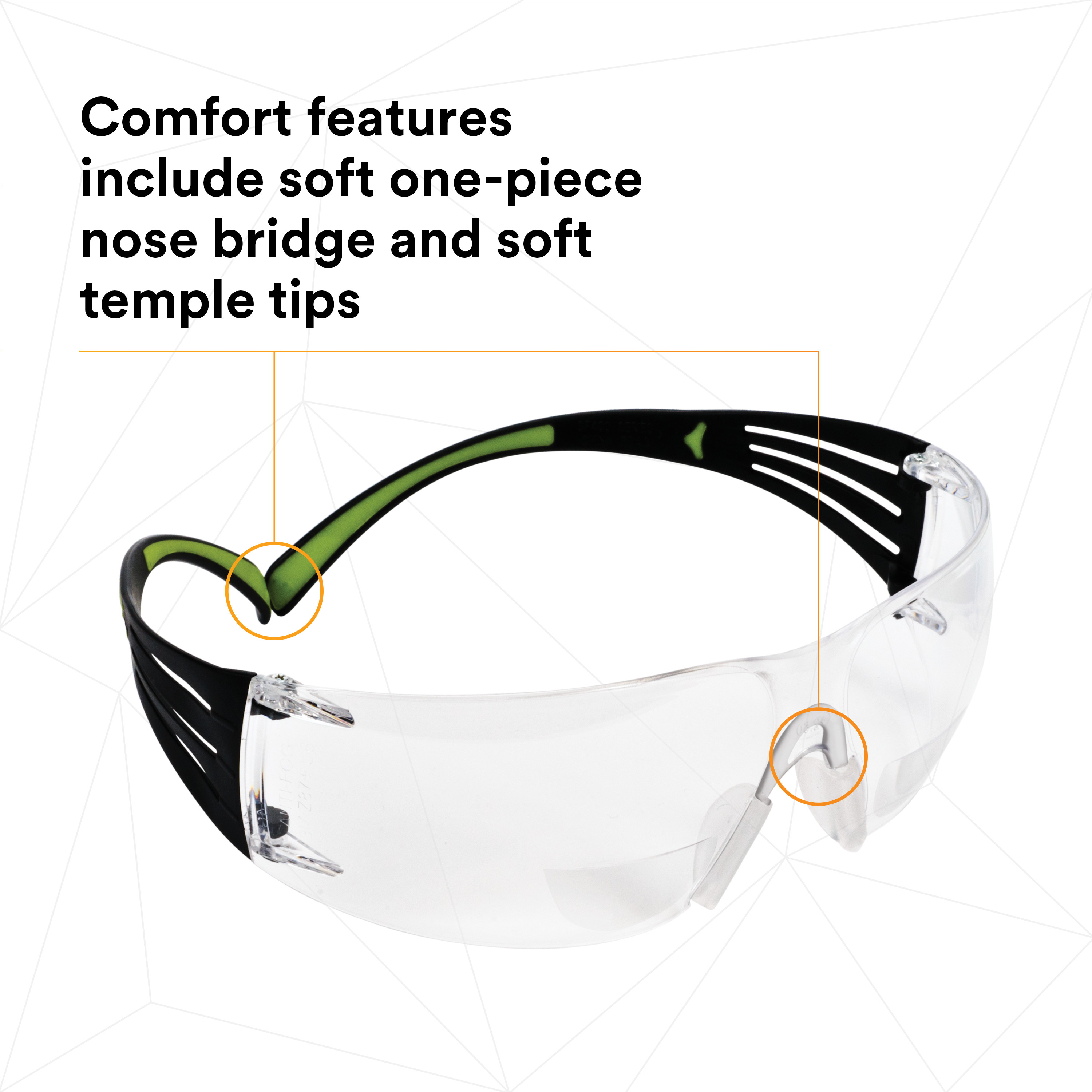 3M SecureFit Bifocal Safety Glasses with Clear Lenses Nose Bridge
