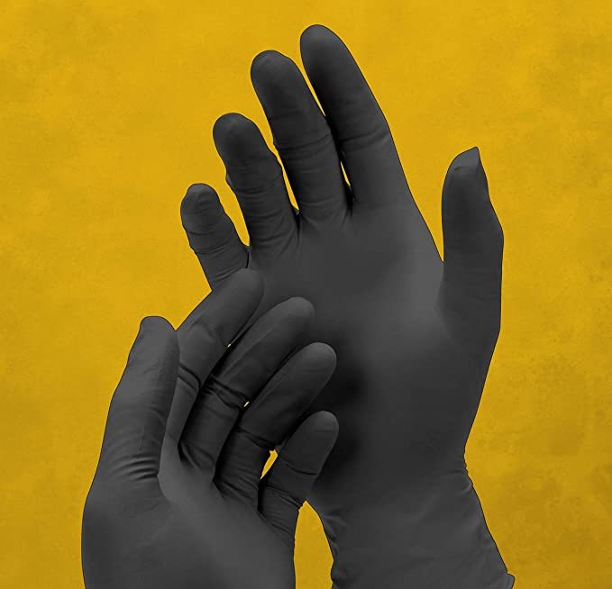 Dark Light Black Nitrile Gloves - Exam Grade, Powder Free (9 Mil), 1,000 Gloves-Safety Glasses USA-5