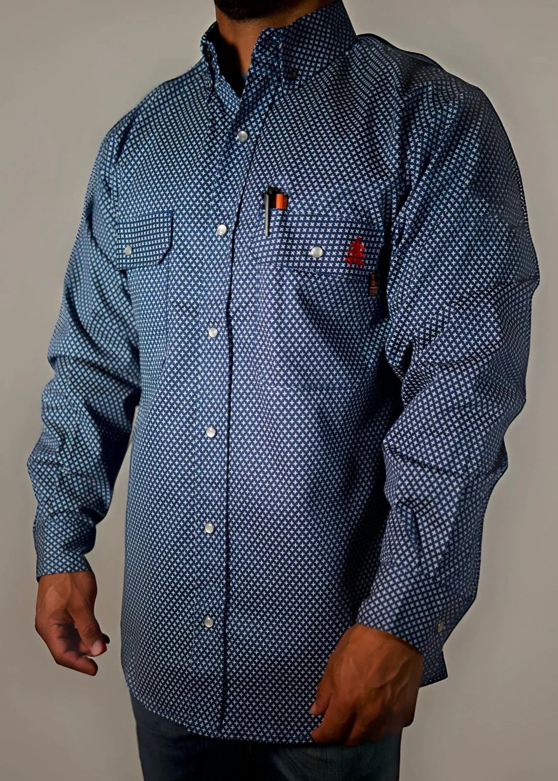 Static FR Flame-Resistant Pearl Snap Work Shirt - Honor Navy
