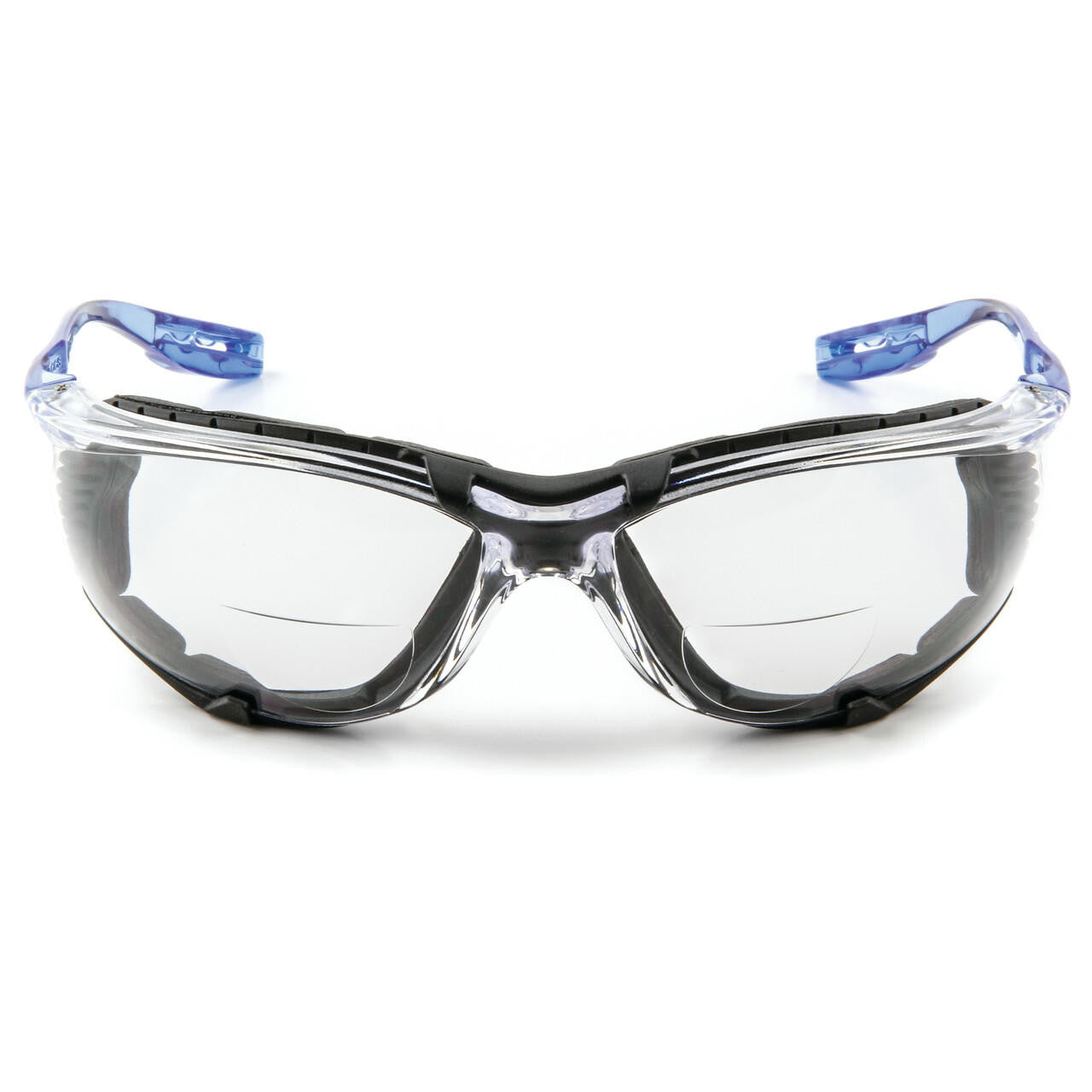 Front view of the 3M Virtua CCS Bifocal Safety Glasses with foam-padded Blue frame