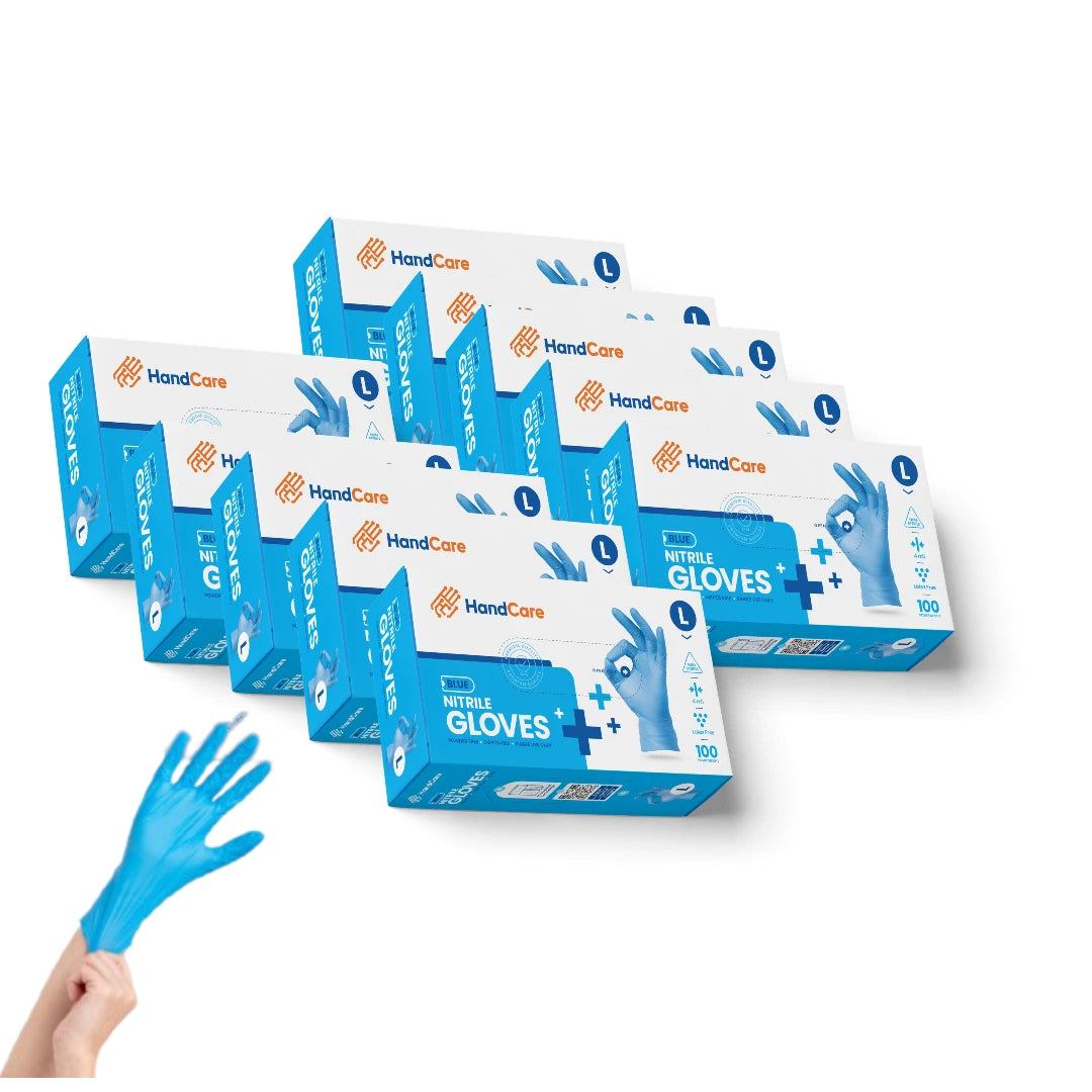 HandCare Blue Nitrile Gloves - Exam Grade, Powder Free (4 Mil), 1,000 Gloves-Safety Glasses USA-10