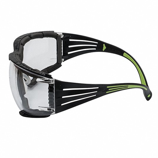 3M SecureFit Safety Glasses SF410AF-FM Foam Padded with Indoor-Outdoor Mirror Anti-Fog Lenses Left Temple