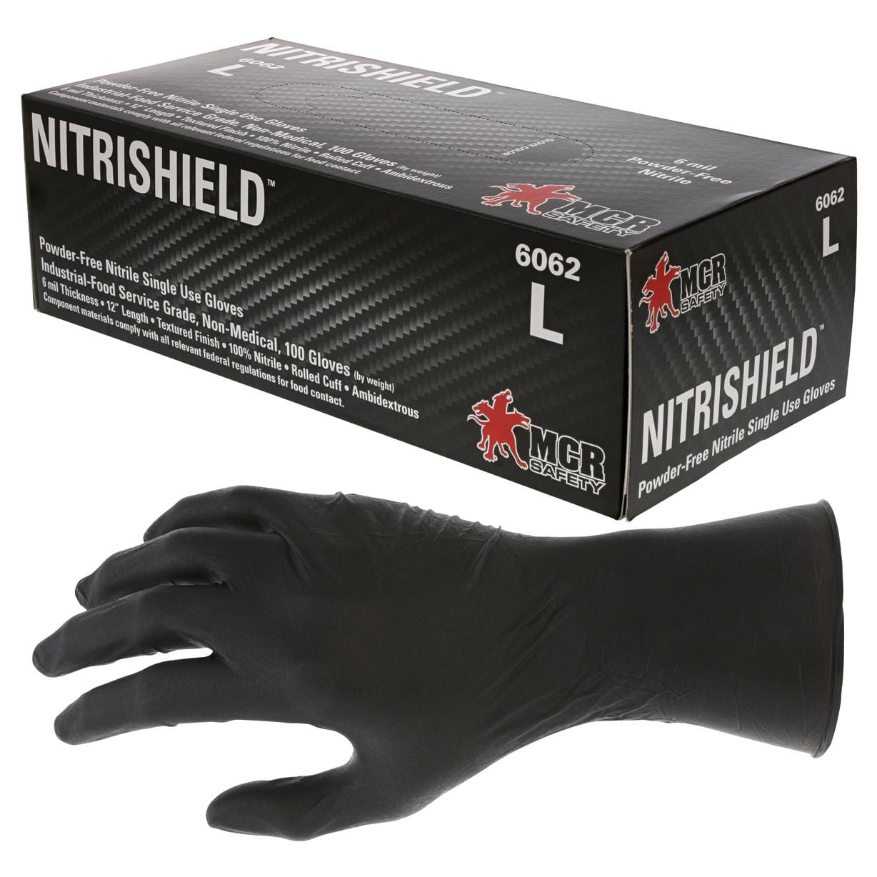 MCR Safety 6062 NitriShield Stealth Disposable Gloves Box of 100