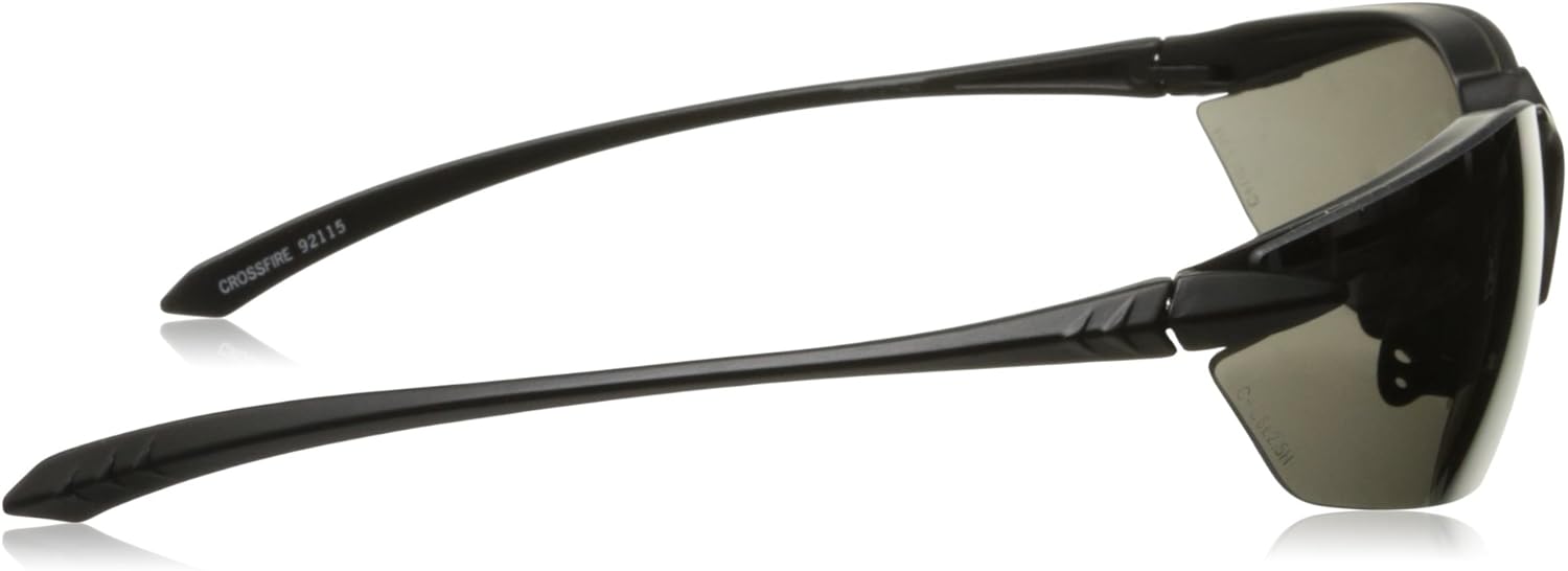 Crossfire Sniper Bifocal Safety Glasses Black Frame with Smoke Lenses Right Temple