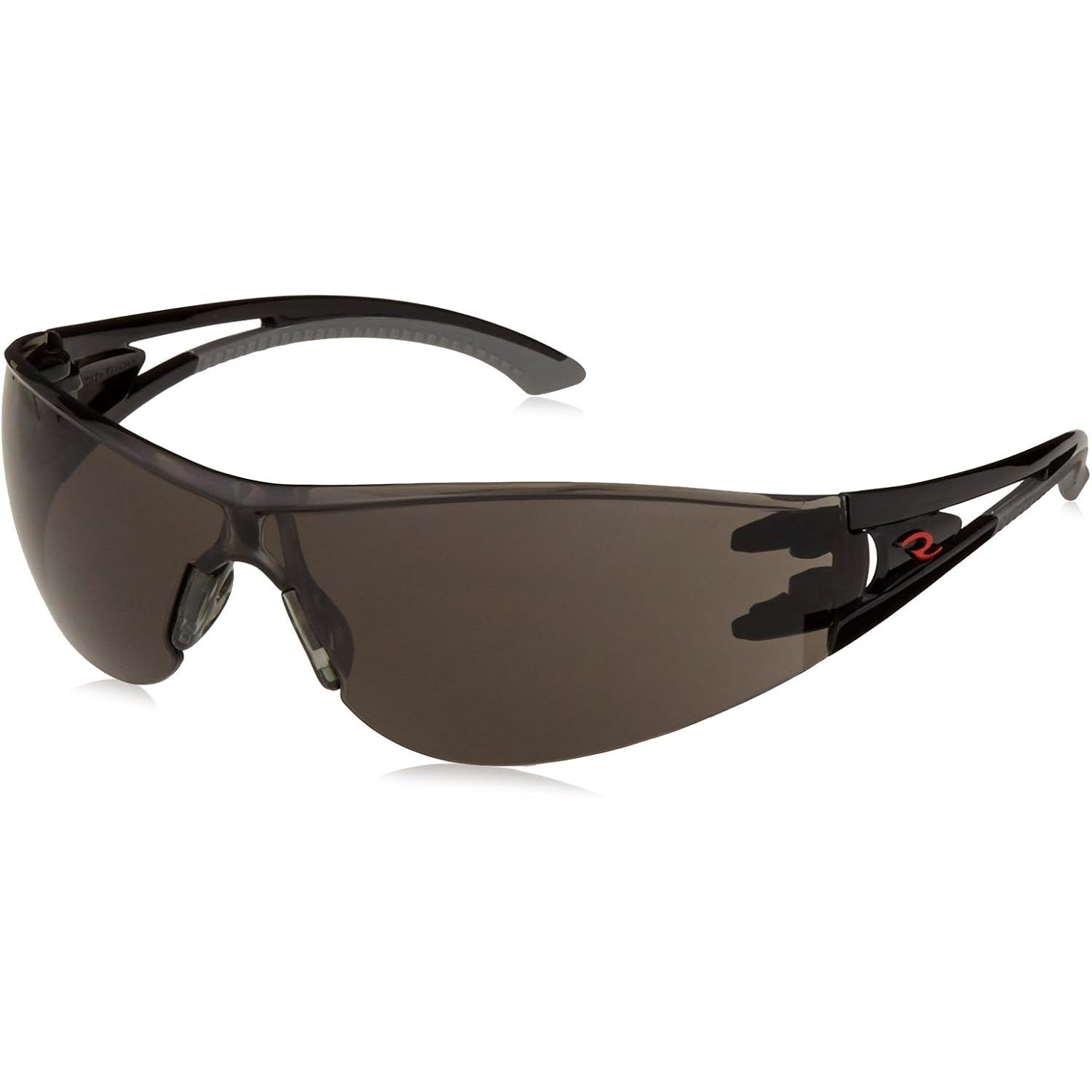 Radians Optima OP1020ID Safety Glasses with Black Frame and Smoke Lens Left Temple View