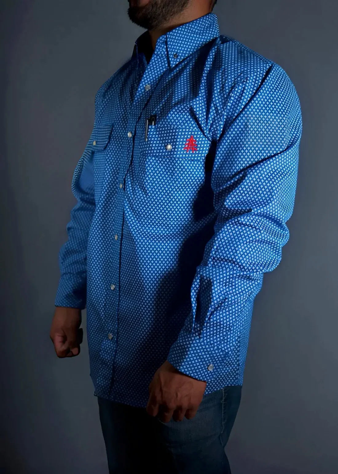 Static FR Flame-Resistant Pearl Snap Work Shirt - Royal Blue