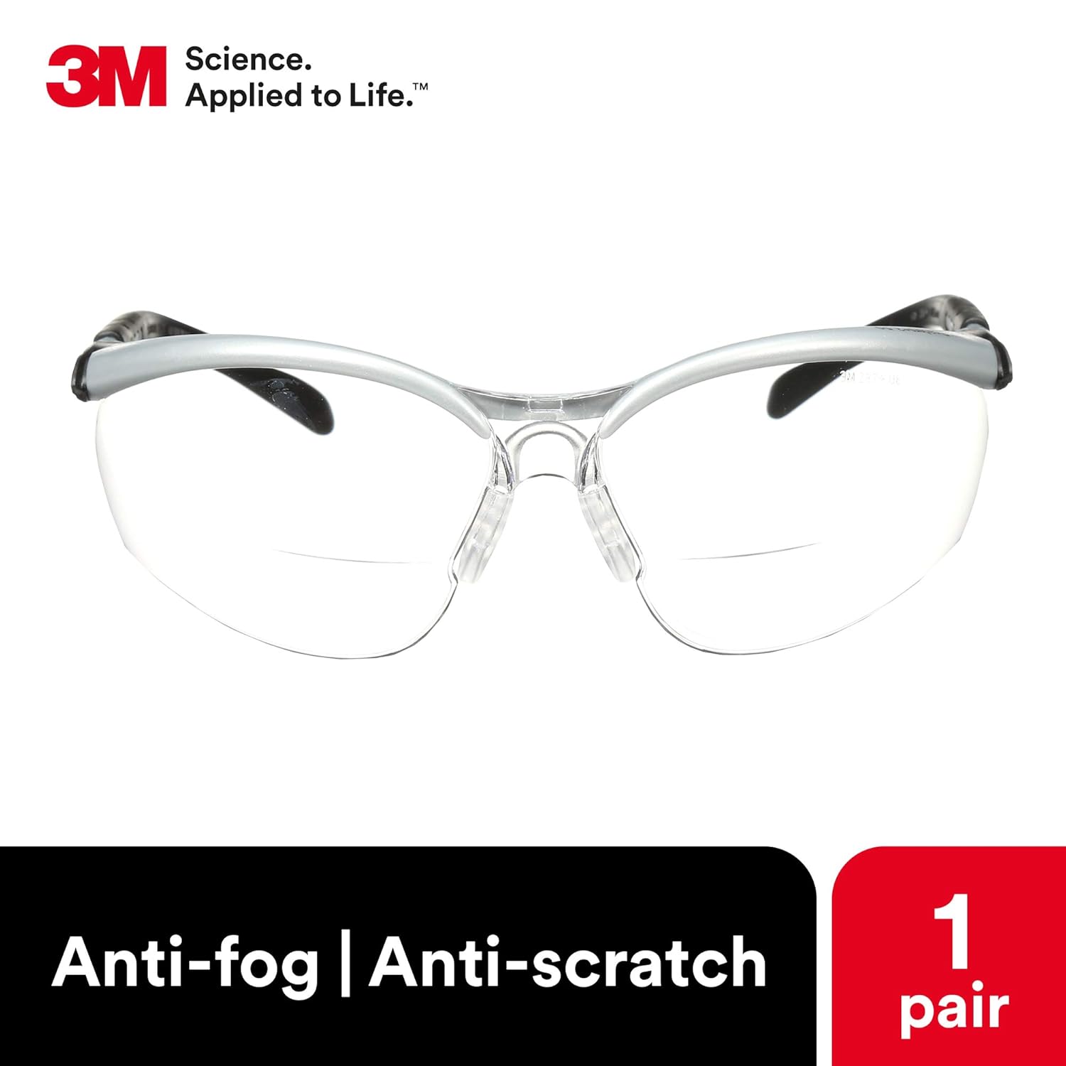 3M BX Bifocal Safety Glasses with Clear Anti-Fog and Anti-Scratch Lenses