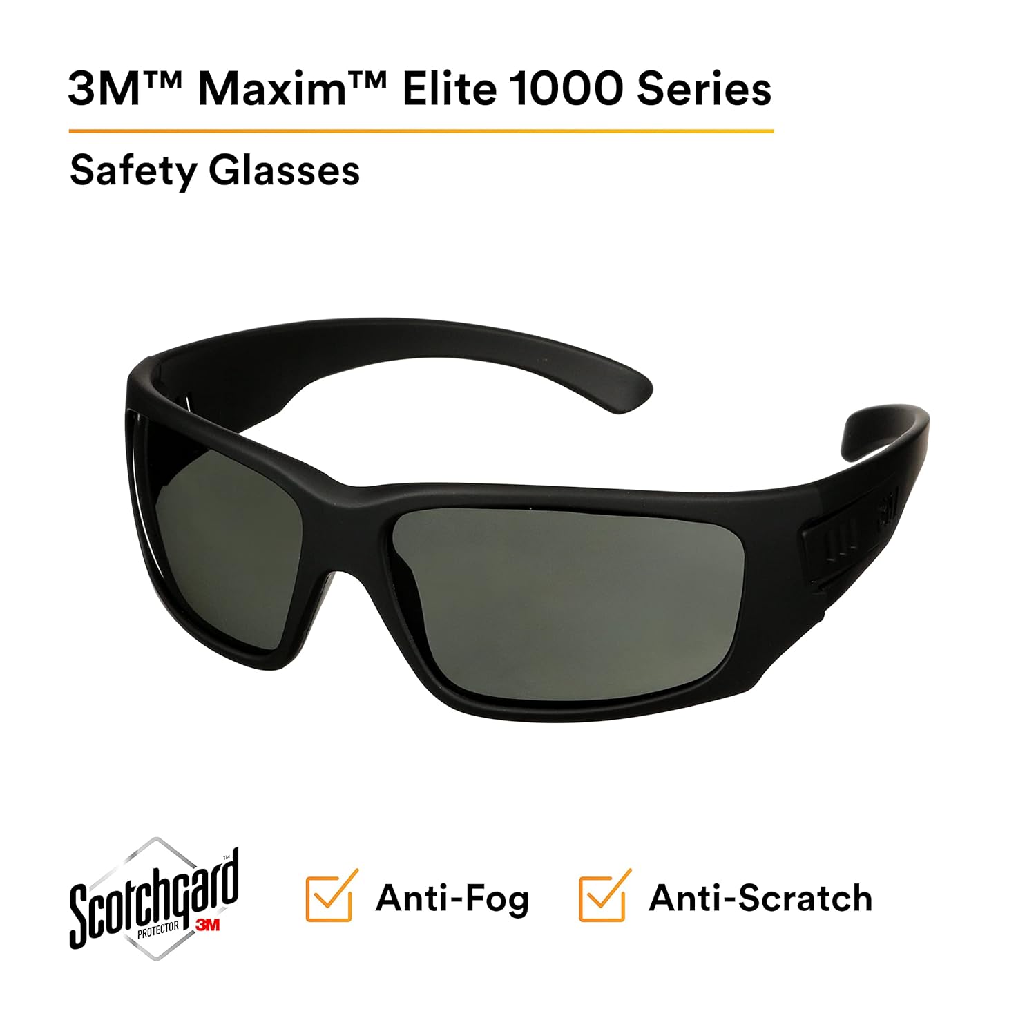 3M Maxim Elite 1000 Safety Glasses with Black Frame and Gray Anti-Fog Lens-Safety Glasses USA-5