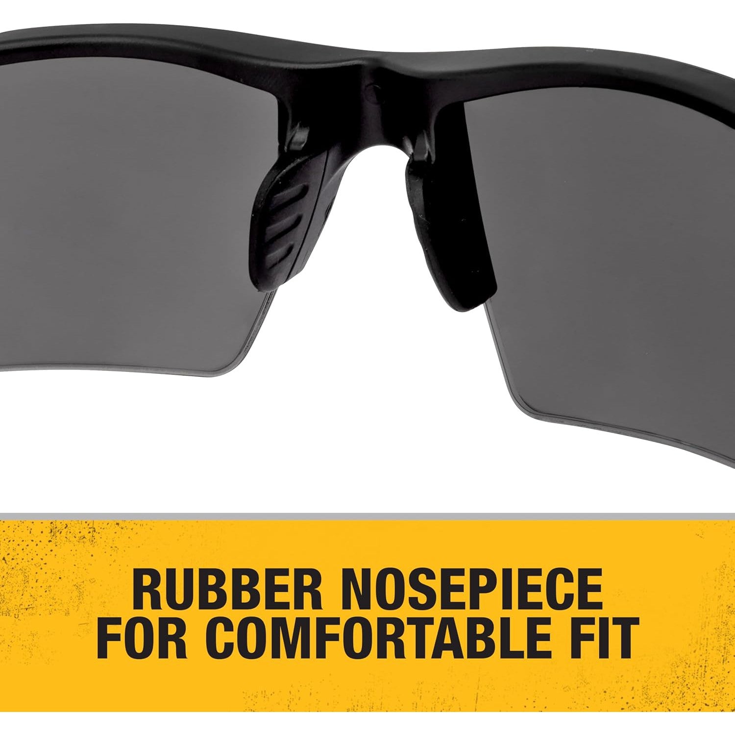 DeWalt Crosscut DPG100-2 Safety Glasses Black Frame with Smoke Lenses Nosepiece Closeup