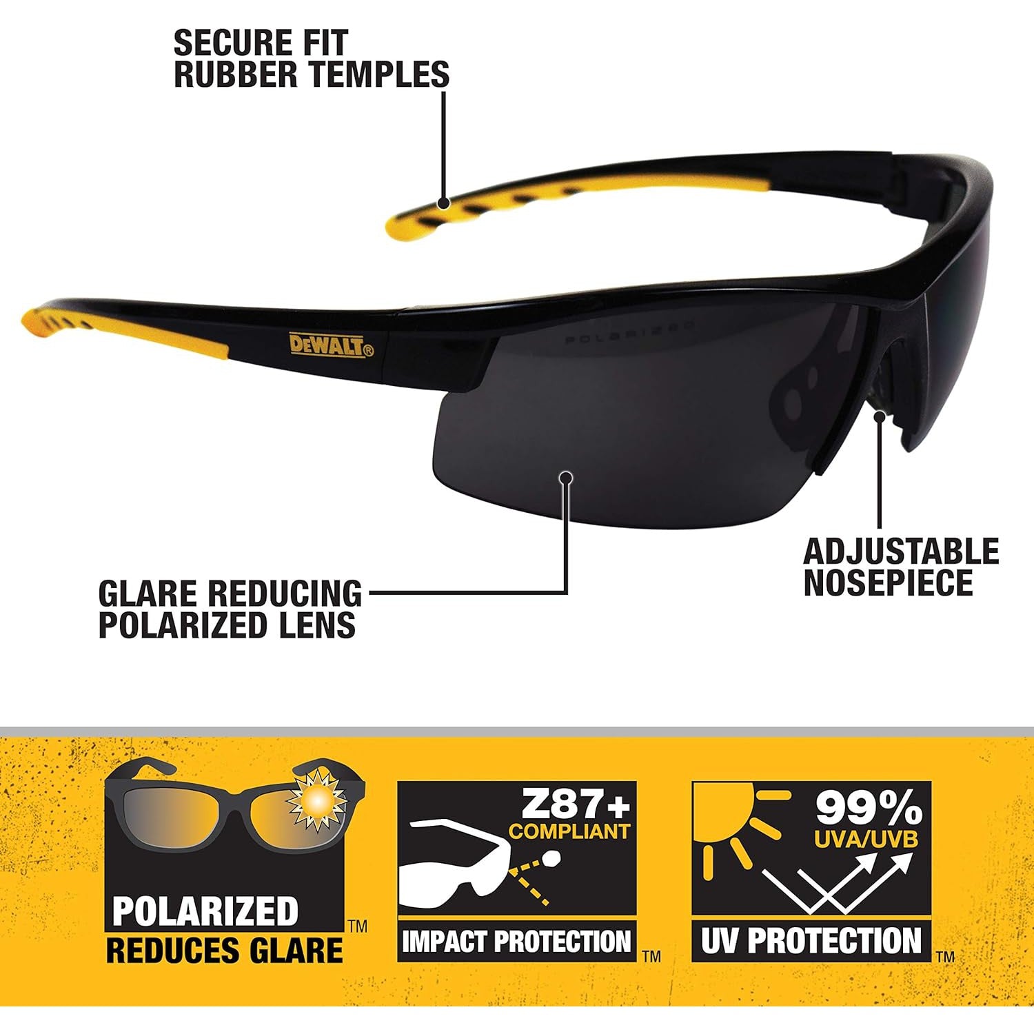 Dewalt HDP DPG99 Polarized Safety Glasses Key Features