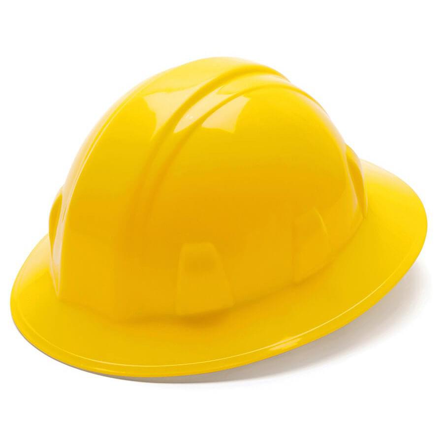 Pyramex Full Brim Hard Hat with 4-Point Ratchet Suspension-Yellow-HP24130-Safety Glasses USA-3