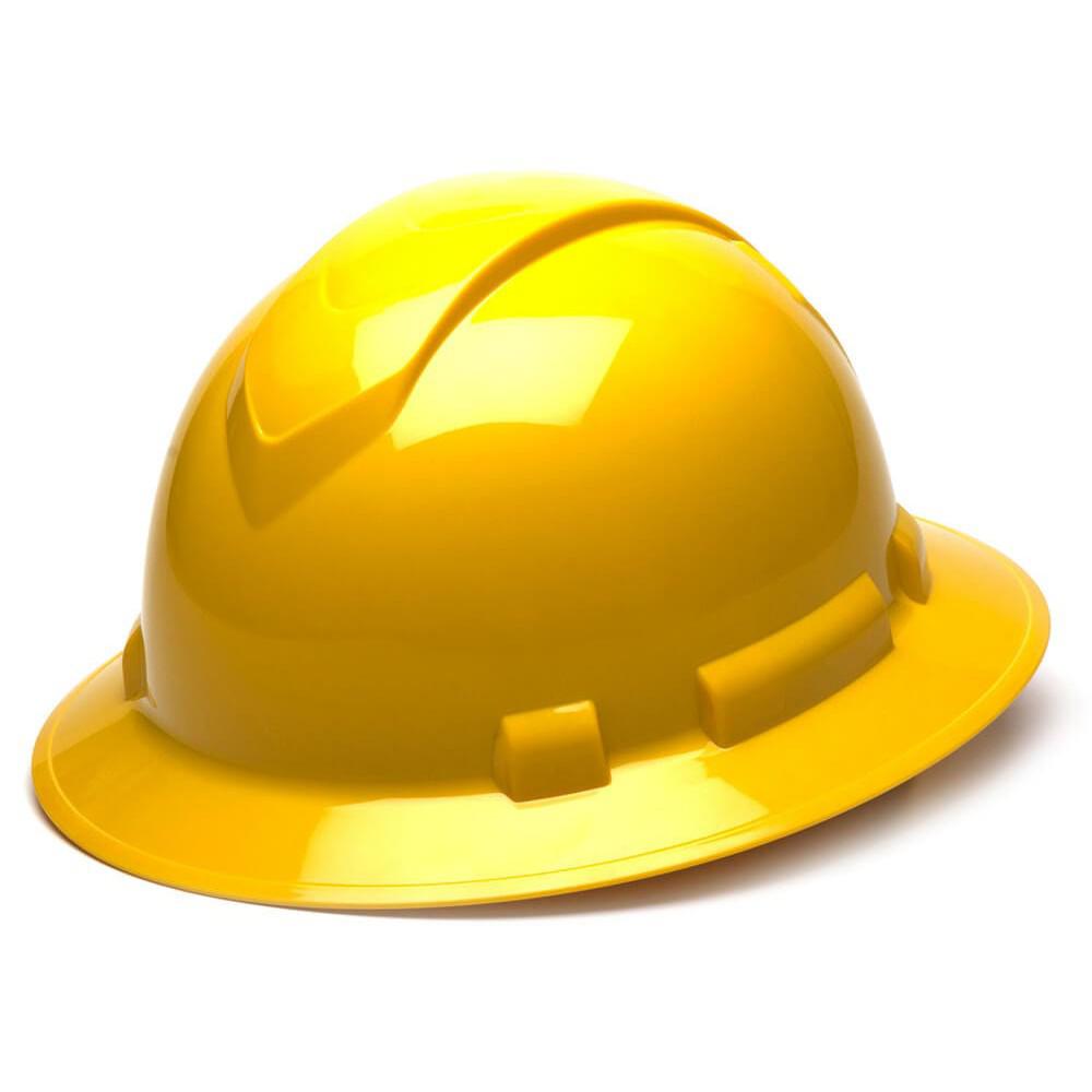 Pyramex Ridgeline Full Brim Hard Hat with 4-Point Ratchet Suspension-Yellow-HP54130-Safety Glasses USA-5