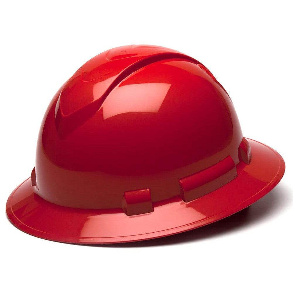Pyramex Ridgeline Full Brim Hard Hat with 4-Point Ratchet Suspension-Red-HP54120-Safety Glasses USA-8
