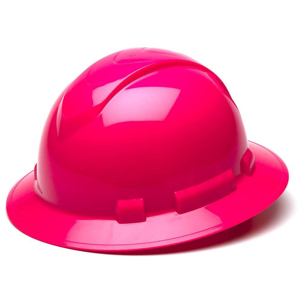 Pyramex Ridgeline Full Brim Hard Hat with 4-Point Ratchet Suspension-Hi-Vis Pink-HP54170-Safety Glasses USA-9
