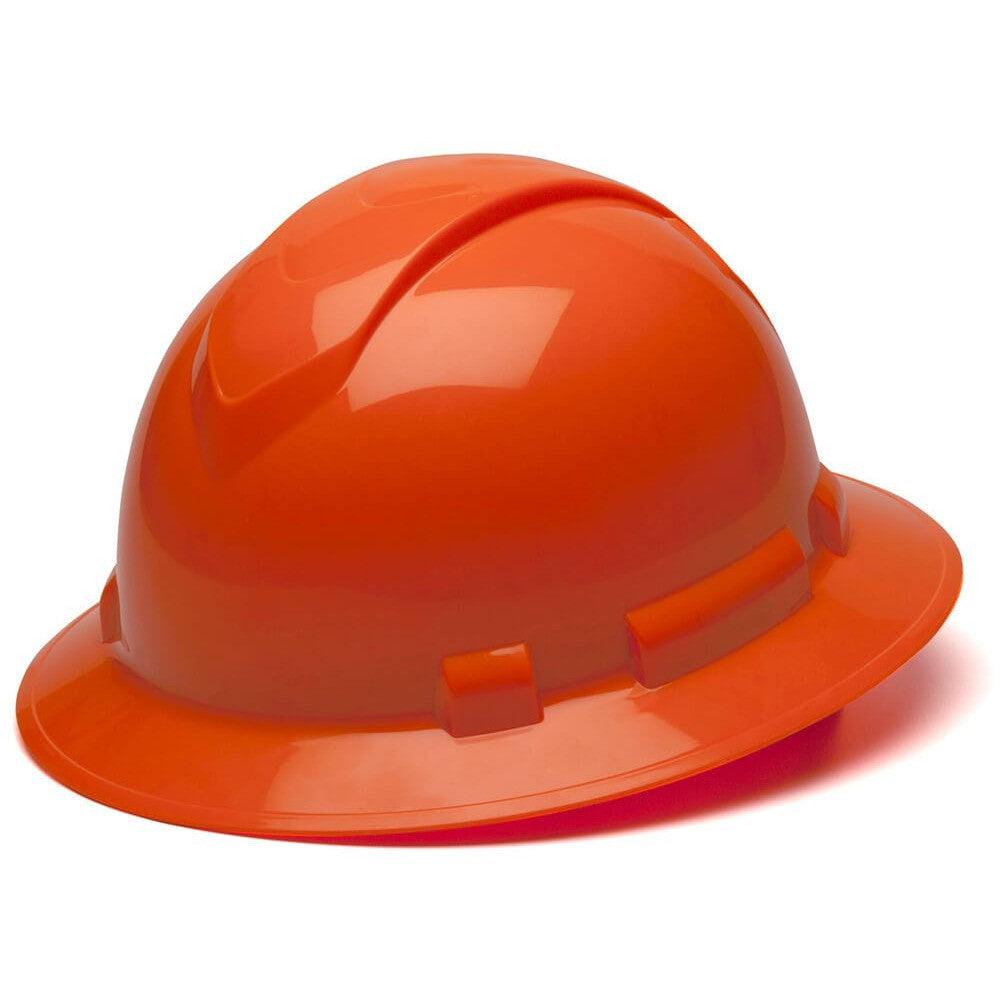 Pyramex Ridgeline Full Brim Hard Hat with 4-Point Ratchet Suspension-Hi-Vis Orange-HP54141-Safety Glasses USA-10