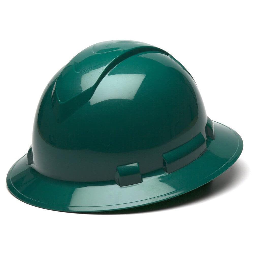 Pyramex Ridgeline Full Brim Hard Hat with 4-Point Ratchet Suspension-Green-HP54135-Safety Glasses USA-12