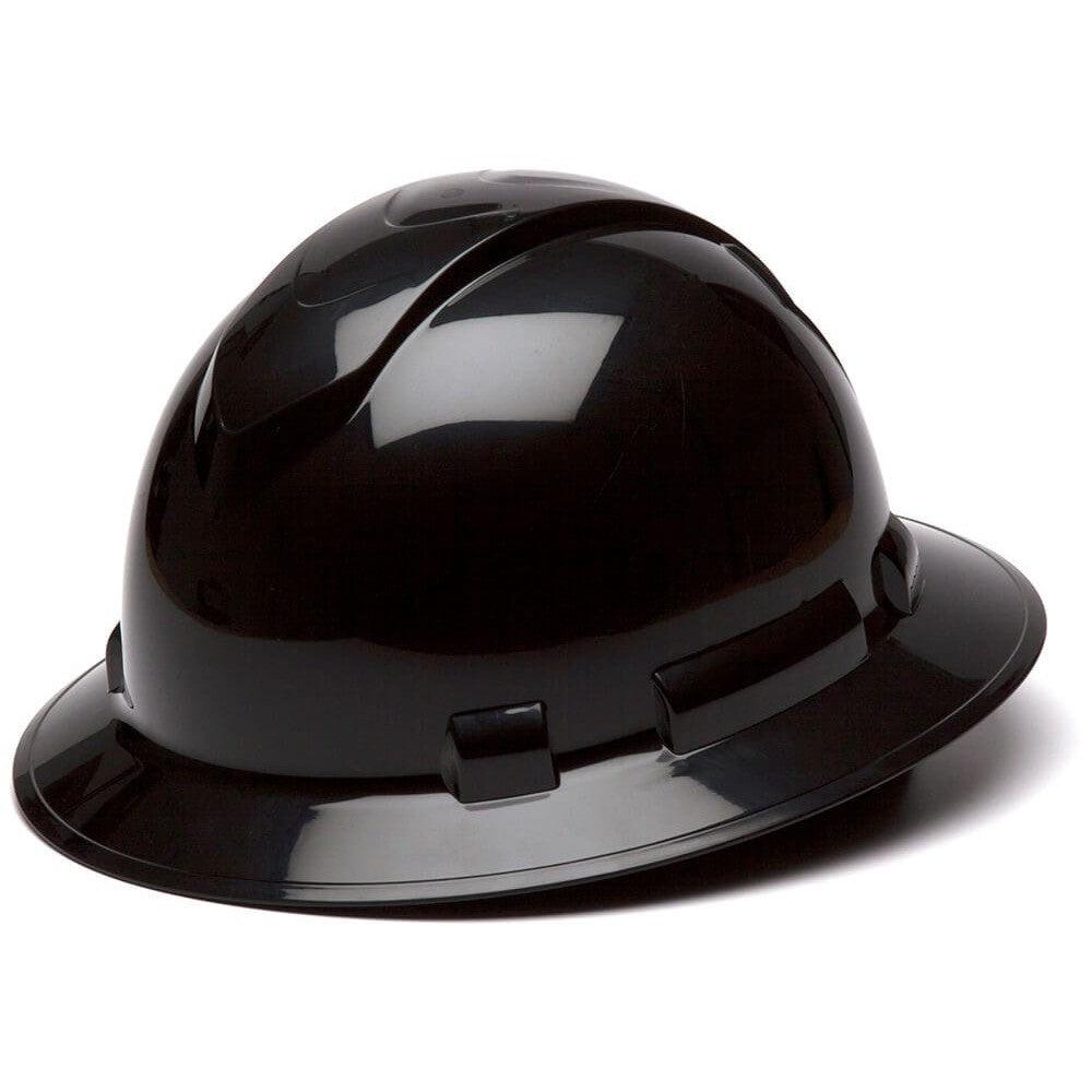 Pyramex Ridgeline Full Brim Hard Hat with 4-Point Ratchet Suspension-Black-HP54111-Safety Glasses USA-14