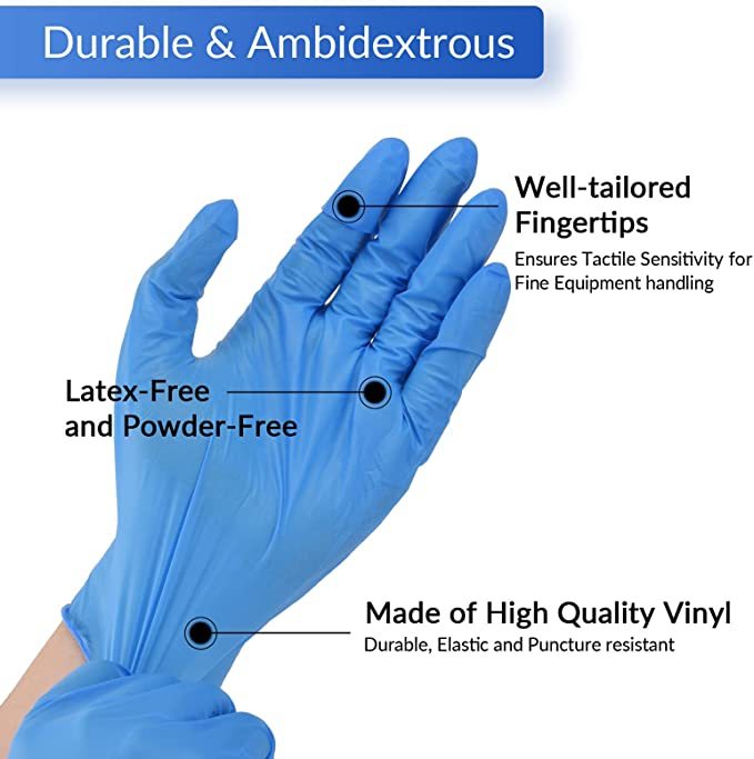 ADVANCE Blue Vinyl Gloves - Powder Free (4 Mil), 1,000 Gloves-Safety Glasses USA-4