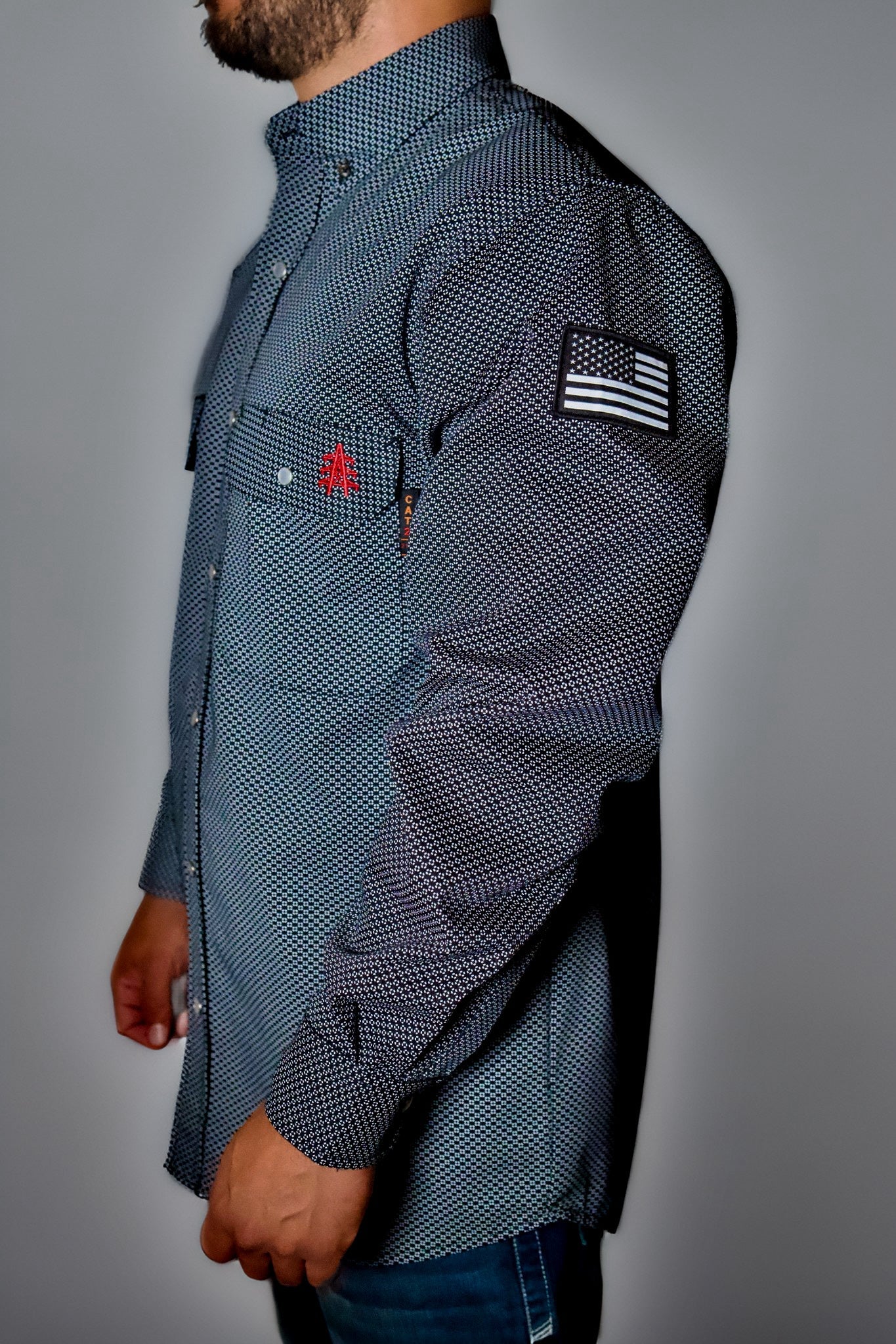 Static FR Flame-Resistant Work Shirt Pearl Snap - Shadow Black-Safety Glasses USA-1