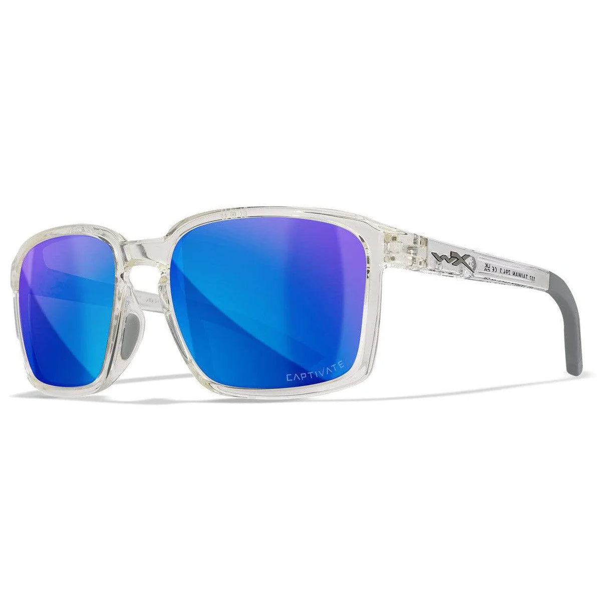 Wiley X Alfa Safety Sunglasses-WX-AC6ALF09-Crystal Frame - Polarized Blue Mirror-Safety Glasses USA-3