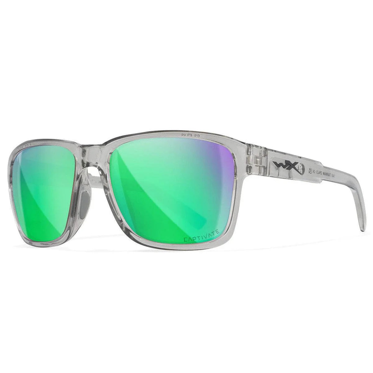 Wiley X Trek Safety Sunglasses-WX-AC6TRK07-Crystal Gray Frame - Polarized Green Mirror Lens-Safety Glasses USA-3
