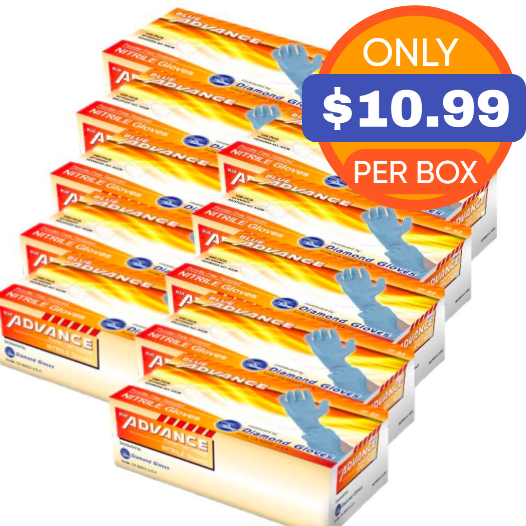 ADVANCE Blue Nitrile Gloves - Exam Grade, Powder Free (5 Mil), 1,000 Gloves-Safety Glasses USA-2