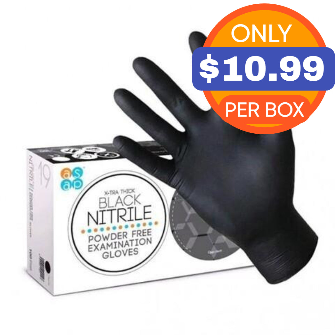 ASAP Black Nitrile Gloves - Exam Grade, Powder Free (5 Mil), 1,000 Gloves-Safety Glasses USA-2