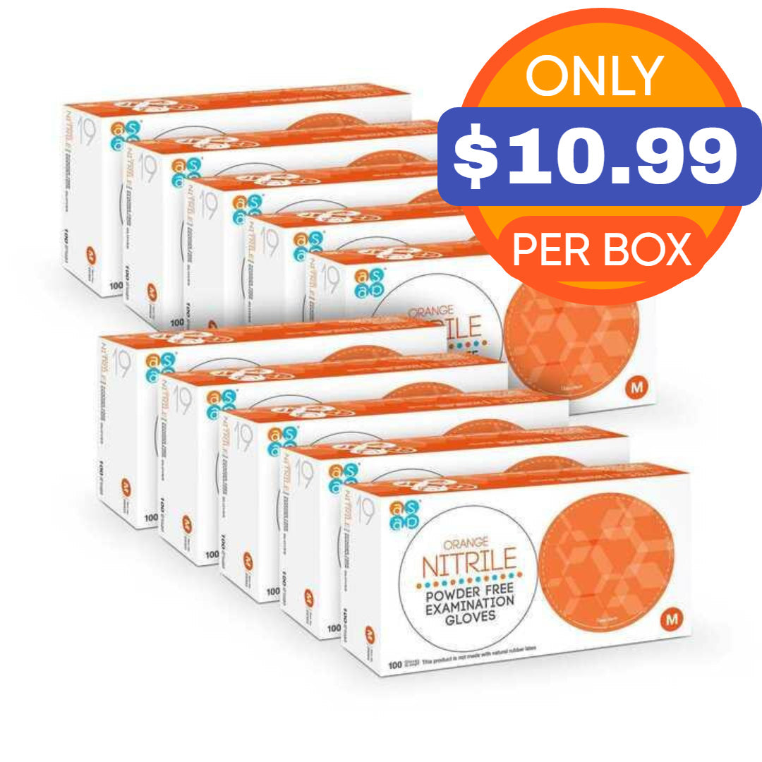 ASAP Orange Nitrile Gloves - Exam Grade, Powder Free (5 Mil), 1,000 Gloves-Safety Glasses USA-2