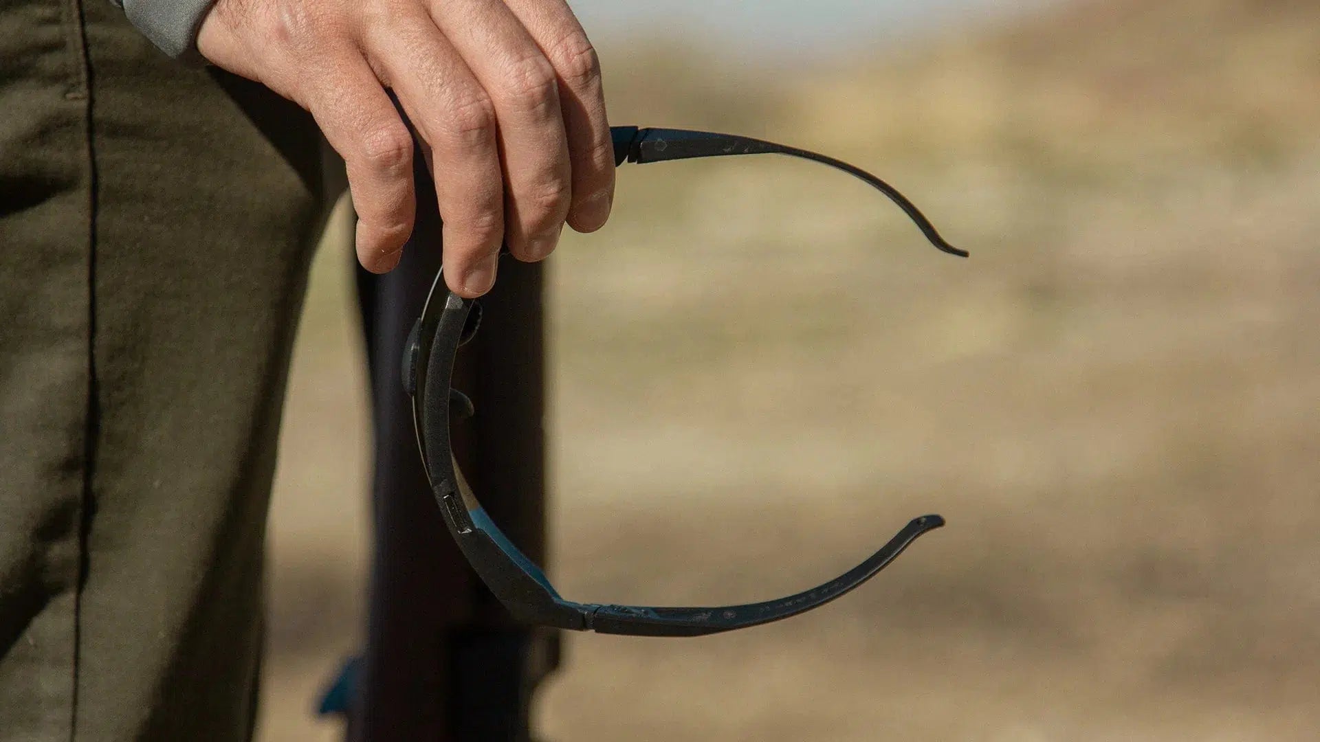 Edge Arc Light Safety Glasses with thin temples for use with hearing protection and comms
