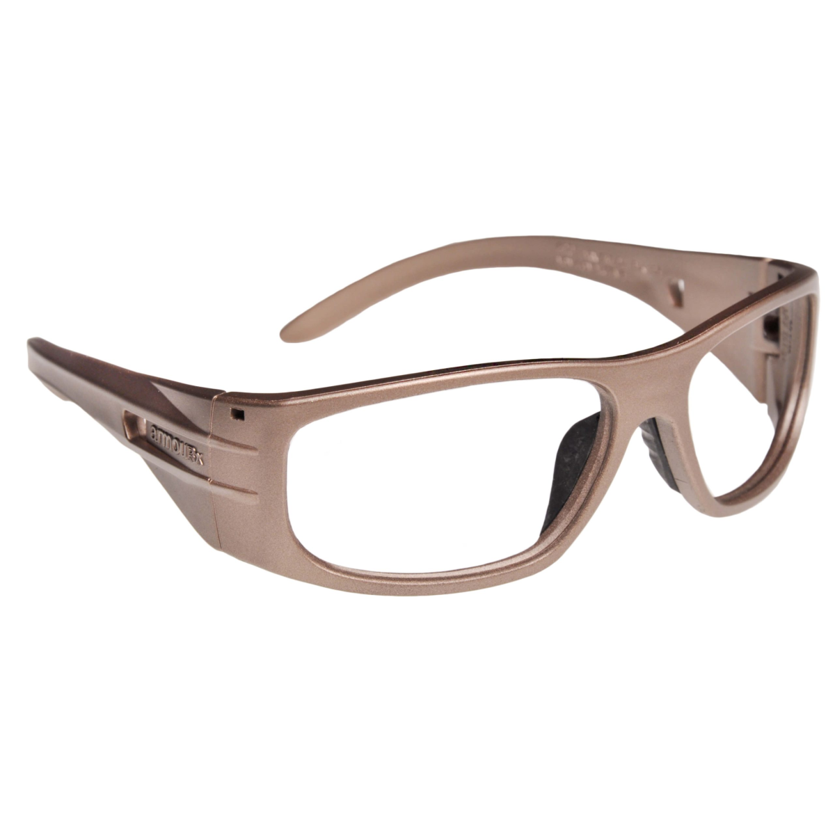 ArmouRx 6001 brown plastic full-rim wraparound prescription safety glasses.