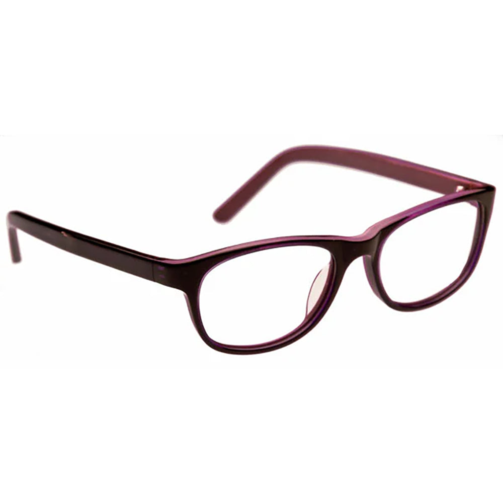 ArmouRx 7106 purple plastic prescription safety glasses with rectangular full-frame design and side shields.