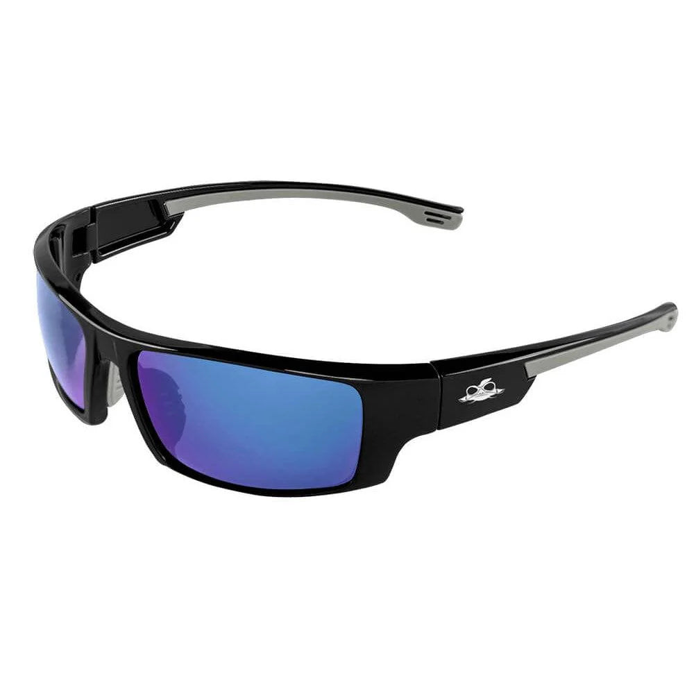 Bullhead Dorado Safety Glasses-BH95129PFT-Black Frame - Polarized PFT Blue Mirror AF Lens-Safety Glasses USA-9