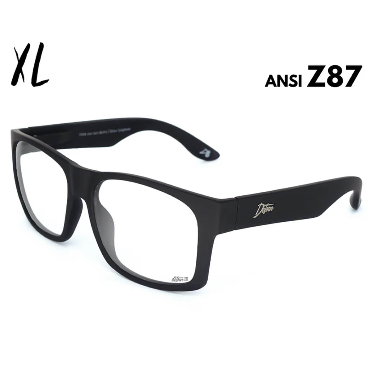 カナエ Detour Big Kahuna XL Z87 Safety Glasses Matte Black Frame Clear Lenses