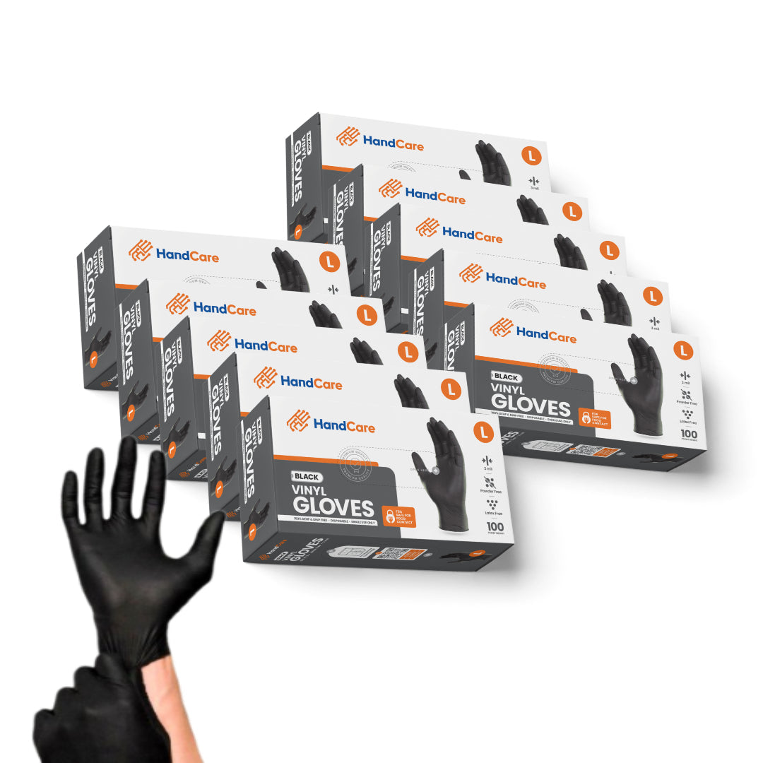 HandCare Black Vinyl Gloves - Powder Free (3 Mil), 1,000 Gloves-Safety Glasses USA-4