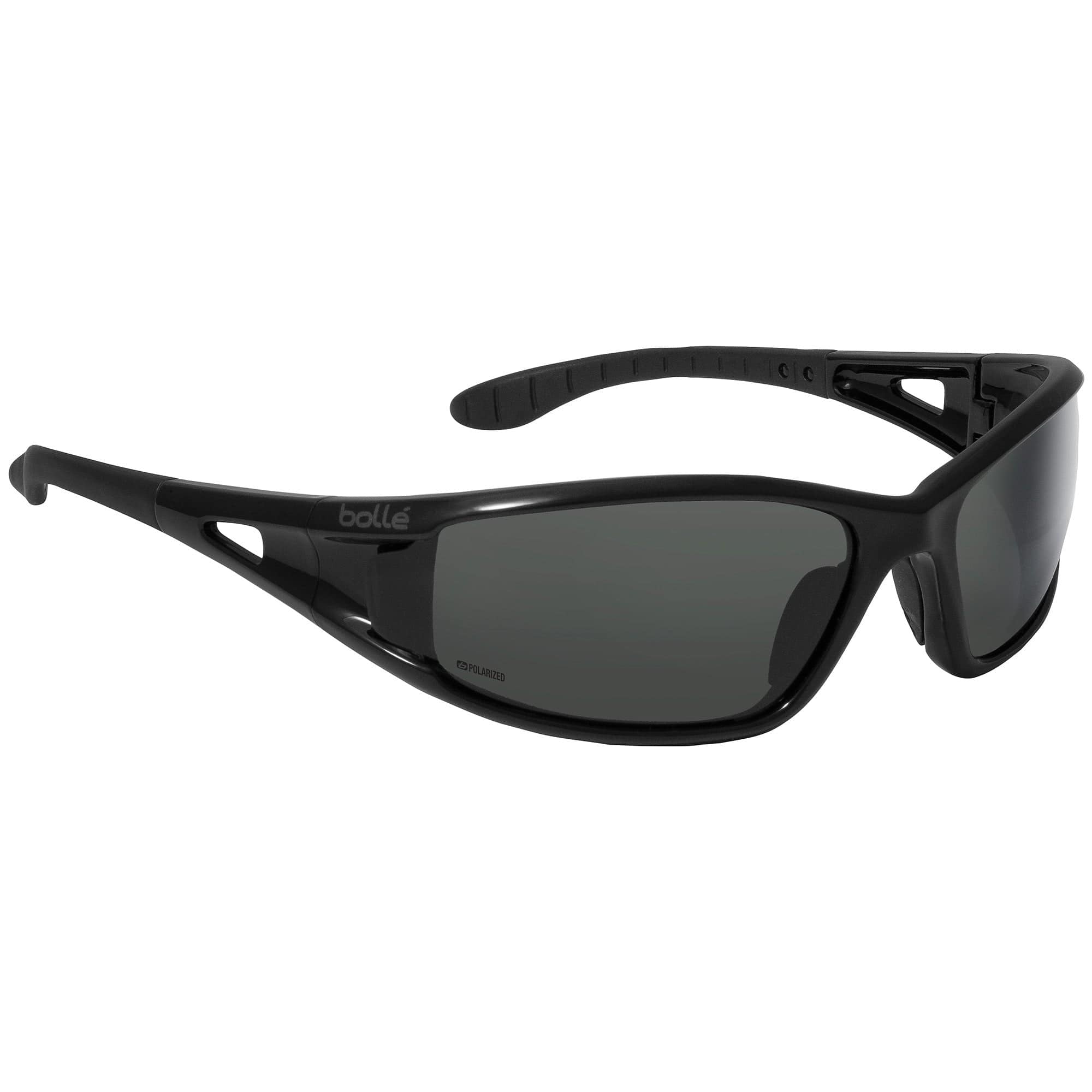 Bolle Lowrider Safety Glasses with Shiny Black Frame and Polarized Smoke Lenses