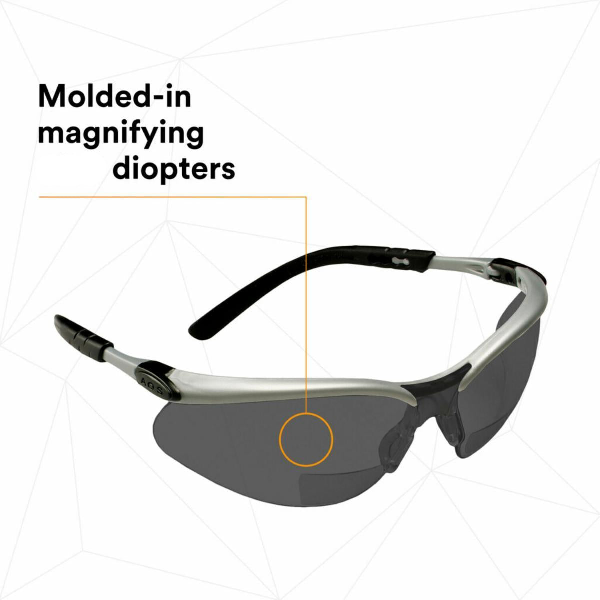 3M BX Reader Safety Glasses with Gray Anti-Fog Bifocal Lenses Multiple Diopters Available