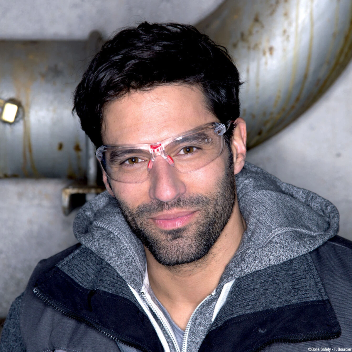 Bolle IRI-S Safety Glasses with Clear Lenses worn by worker