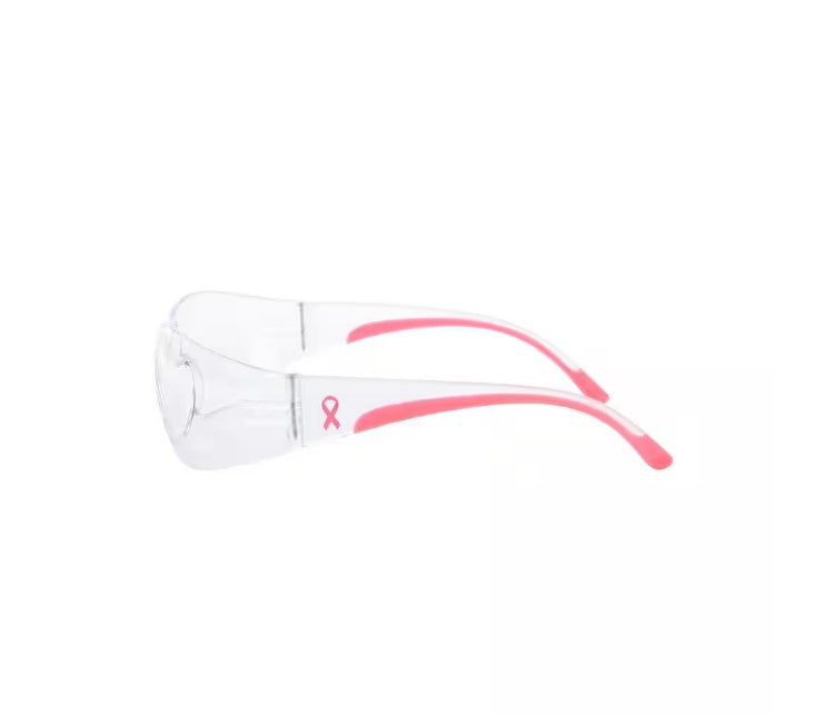 Bouton Eva Women's Safety Glasses with Pink Frame and Clear Lenses Left Temple
