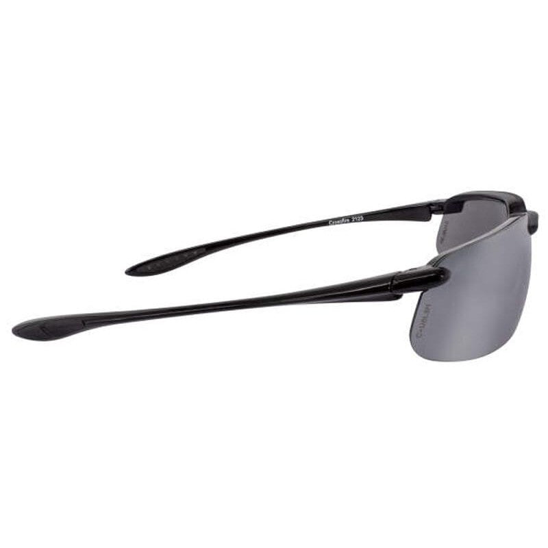 Crossfire ES4 Safety Glasses with Shiny Black Frame and Silver Mirror Lens-CF-2123-Safety Glasses USA-7