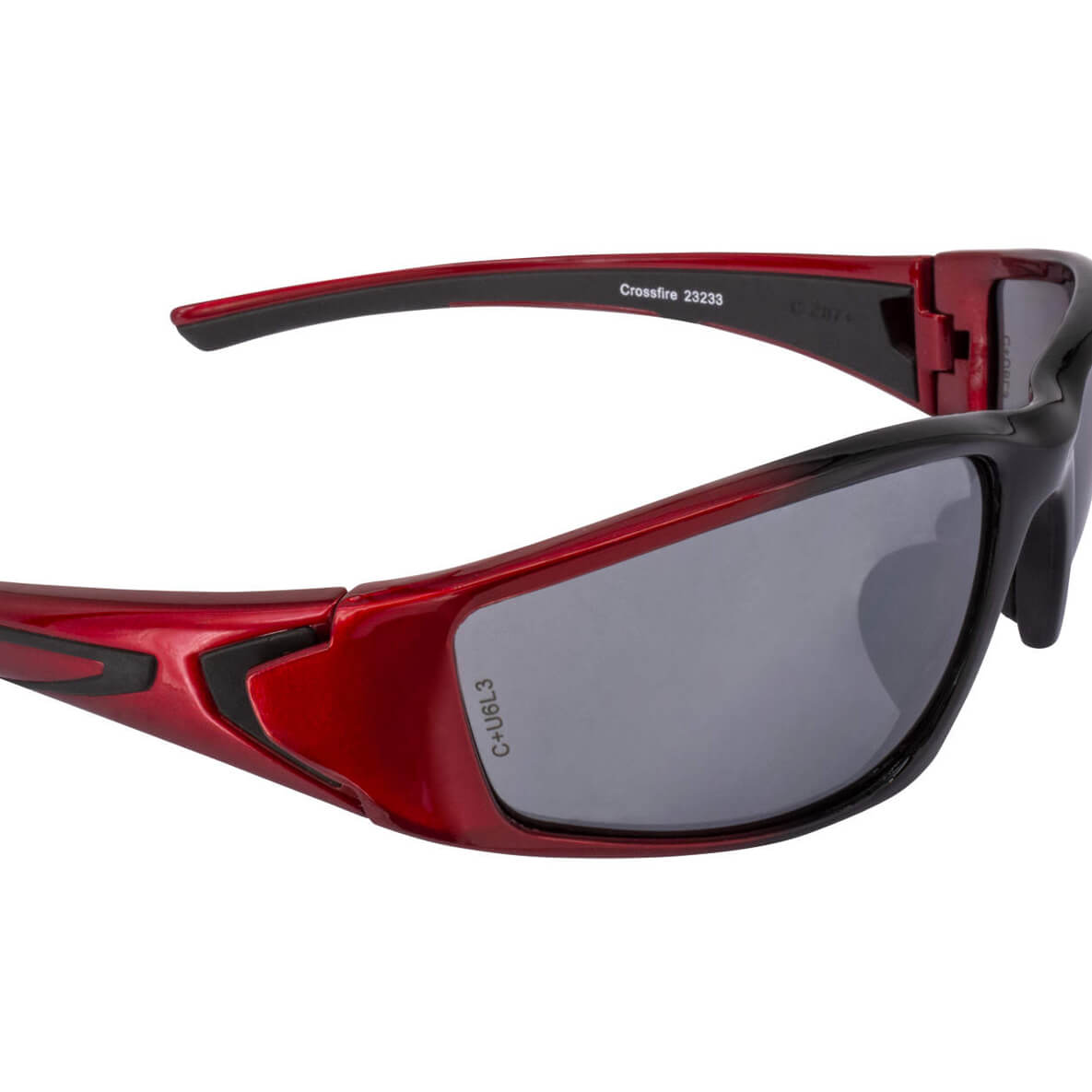 Crossfire RPG safety Glasses with Shiny Black w/Pearl Red Frame and Silver Mirror Lens-Safety Glasses USA-8