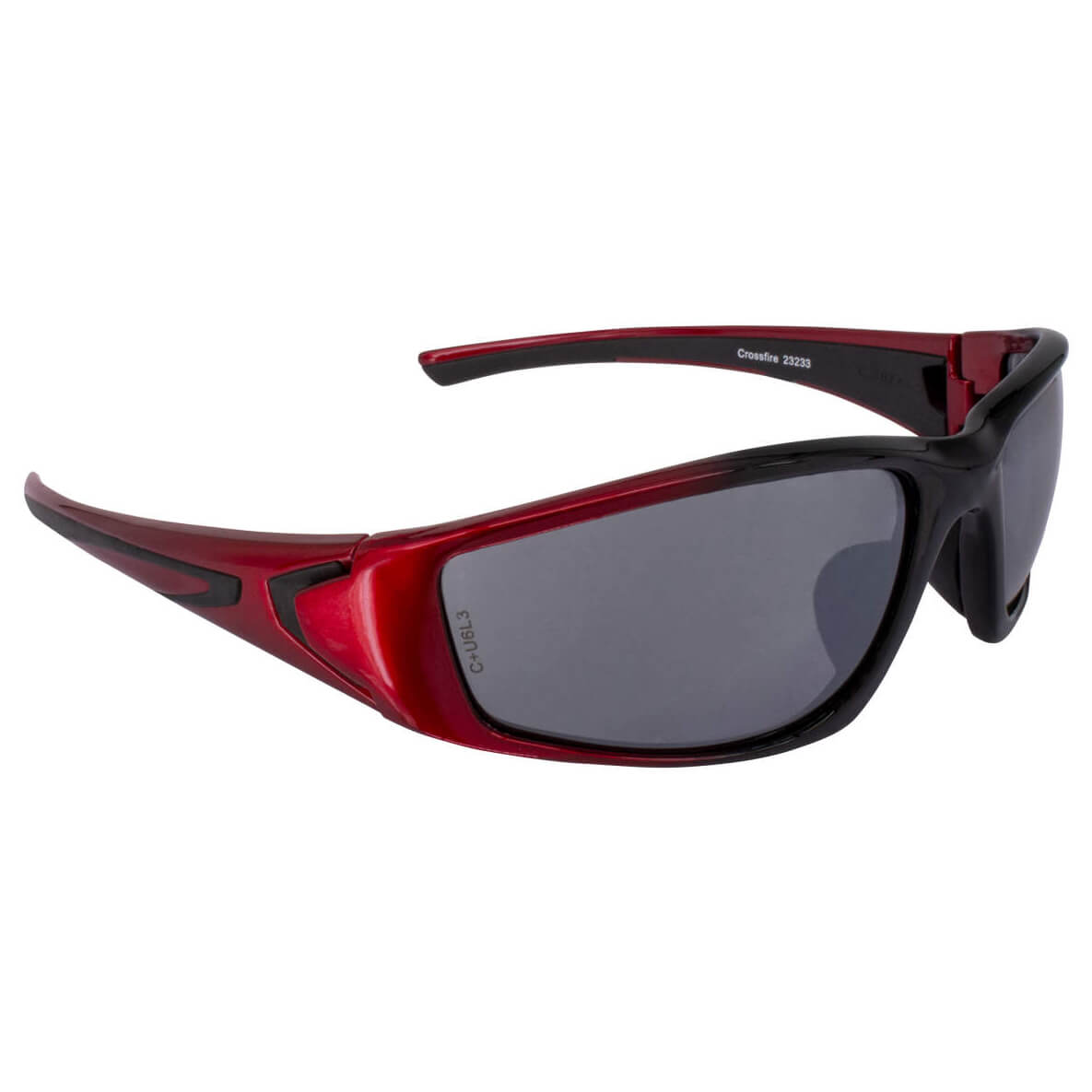 Crossfire RPG safety Glasses with Shiny Black w/Pearl Red Frame and Silver Mirror Lens-Safety Glasses USA-3
