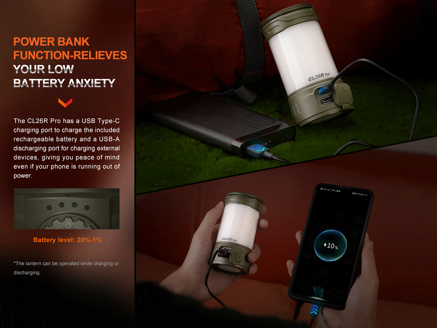 Fenix CL26R PRO High Performance LED Rechargeable Camping Lantern--Safety Glasses USA-11