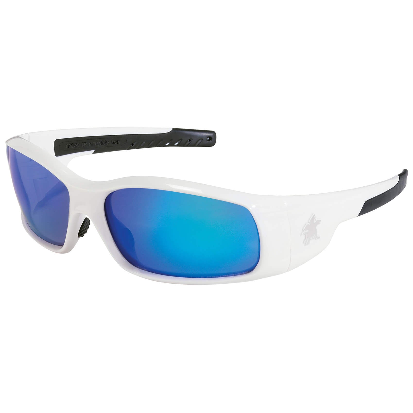 MCR Safety Swagger Safety Glasses with White Frame and Blue Diamond Mirror Lens-Safety Glasses USA-1