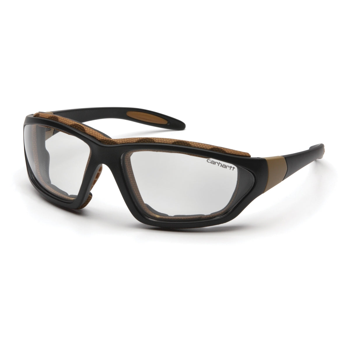 Carhartt CHB410DTP Carthage Safety Eyewear Black-Tan Frame Clear Anti-Fog Lens