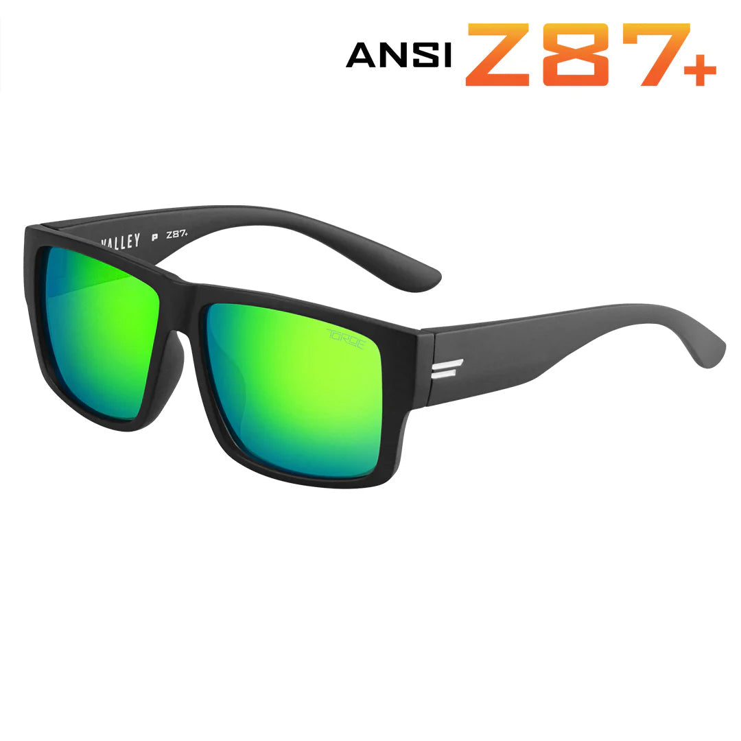 TOROE VALLEY ANSI Z87+ Green Polarized Safety Glasses